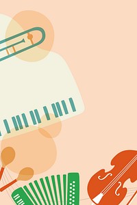 Colorful aesthetic background, musical instrument border in retro design vector