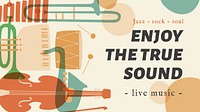 Retro music templa te, concert banner advertisement in colorful design vector