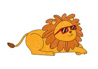 Cool lion design element psd, editable coloring page for kids