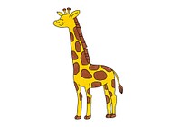 Cute giraffe design element psd, editable coloring page for kids