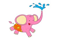 Cute baby elephant design element psd, editable coloring page for kids