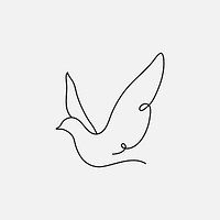 Dove logo element, line art animal illustration psd
