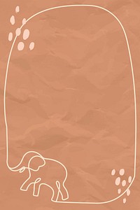 Minimal elephant frame psd, brown background