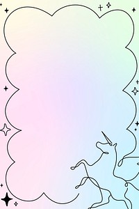 Aesthetic unicorn frame, holographic background design psd