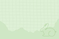 Green Easter background, line art bunny design psd