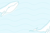 Ocean background, line art whale design vector