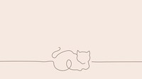 Pink cat HD wallpaper, line art animal design vector