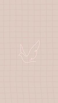 Pink dove mobile wallpaper psd, line art animal design