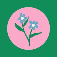 Pink Instagram highlight icon, flower doodle in retro design vector