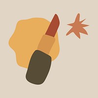 Cute lipstick sticker, makeup illustration in earth tone psd