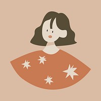 Woman character collage element, aesthetic feminine illustration in earth tone vector