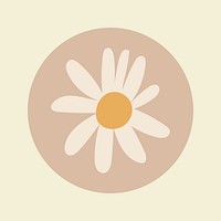 Nature Instagram highlight icon, flower doodle in earth tone design psd