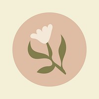 Aesthetic Instagram highlight icon, flower doodle in earth tone design psd
