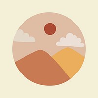 Travel Instagram highlight icon, mountain doodle in earth tone design psd