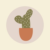 Hobby Instagram highlight cover, cactus doodle in earth tone design vector
