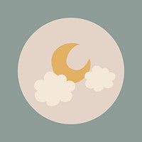 Aesthetic Instagram highlight icon, crescent moon doodle in earth tone design vector