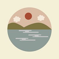 Travel Instagram highlight icon, lake doodle in earth tone design psd