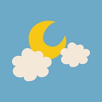 Moon doodle sticker, night time illustration in colorful retro design psd