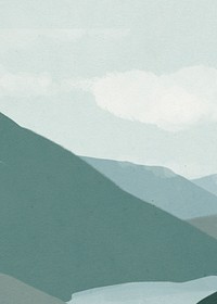 Green mountain clouds illustration, minimal aesthetics