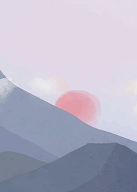 Sunset over mountain vector, minimal aesthetics 