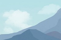 Blue mountain clouds vector, minimal aesthetics 