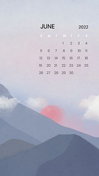 Mountain abstract June monthly calendar iPhone wallpaper