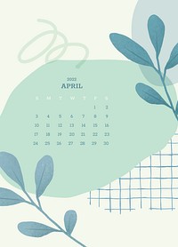 Botanical April monthly editable calendar background vector