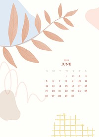 Botanical June monthly editable calendar background vector