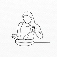 Cooking background, minimal feminine line art, hand drawn graphic
