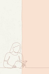 Woman learning background, simple line drawing design psd