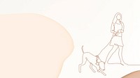 Dog desktop wallpaper, cream simple background design, line art illustration vector