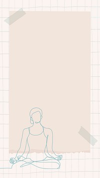 Sticky note frame mobile wallpaper, beige doodle illustration vector