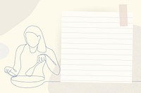 Aesthetic paper note frame background, cute line art illustration, simple design psd