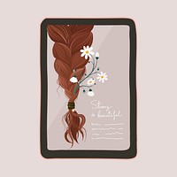 Aesthetic beauty blogger tablet illustration, floral feminine design vector