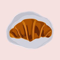 Cute croissant clipart, aesthetic food illustration vector