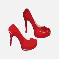 Red high heels sticker, women’s shoes fashion illustration vector