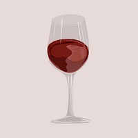 Red wine sticker, alcoholic drinks illustration psd