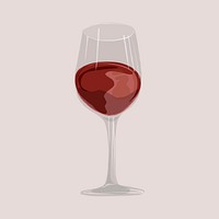 Red wine sticker, alcoholic drinks illustration vector