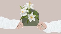 Aesthetic floral desktop wallpaper, envelope stationery illustration