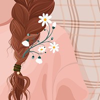 Aesthetic floral background, feminine braids hairstyle