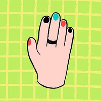 Cute hand palm doodle, colorful clipart vector