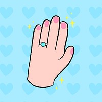 Feminine hand palm doodle, colorful clipart vector