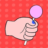 Lollipop hand clipart, colorful doodle vector