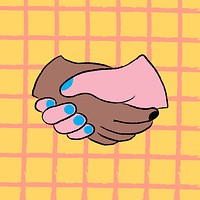 Handshake doodle, diversity clipart, hand gesture illustration