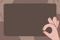 Brown doodle frame background, ok hand gesture vector