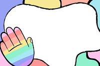 LGBTQ+ rainbow frame background, cute pastel doodle vector