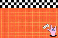 Grid pattern background, orange funky design with hand doodle vector