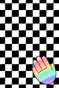 White checkered background, LGBTQ+ rainbow hand doodle border vector