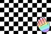 White checkered background, LGBTQ+ rainbow hand doodle border vector