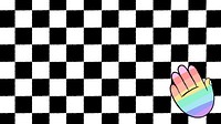 White checkered desktop wallpaper, LGBTQ+ rainbow hand doodle border vector